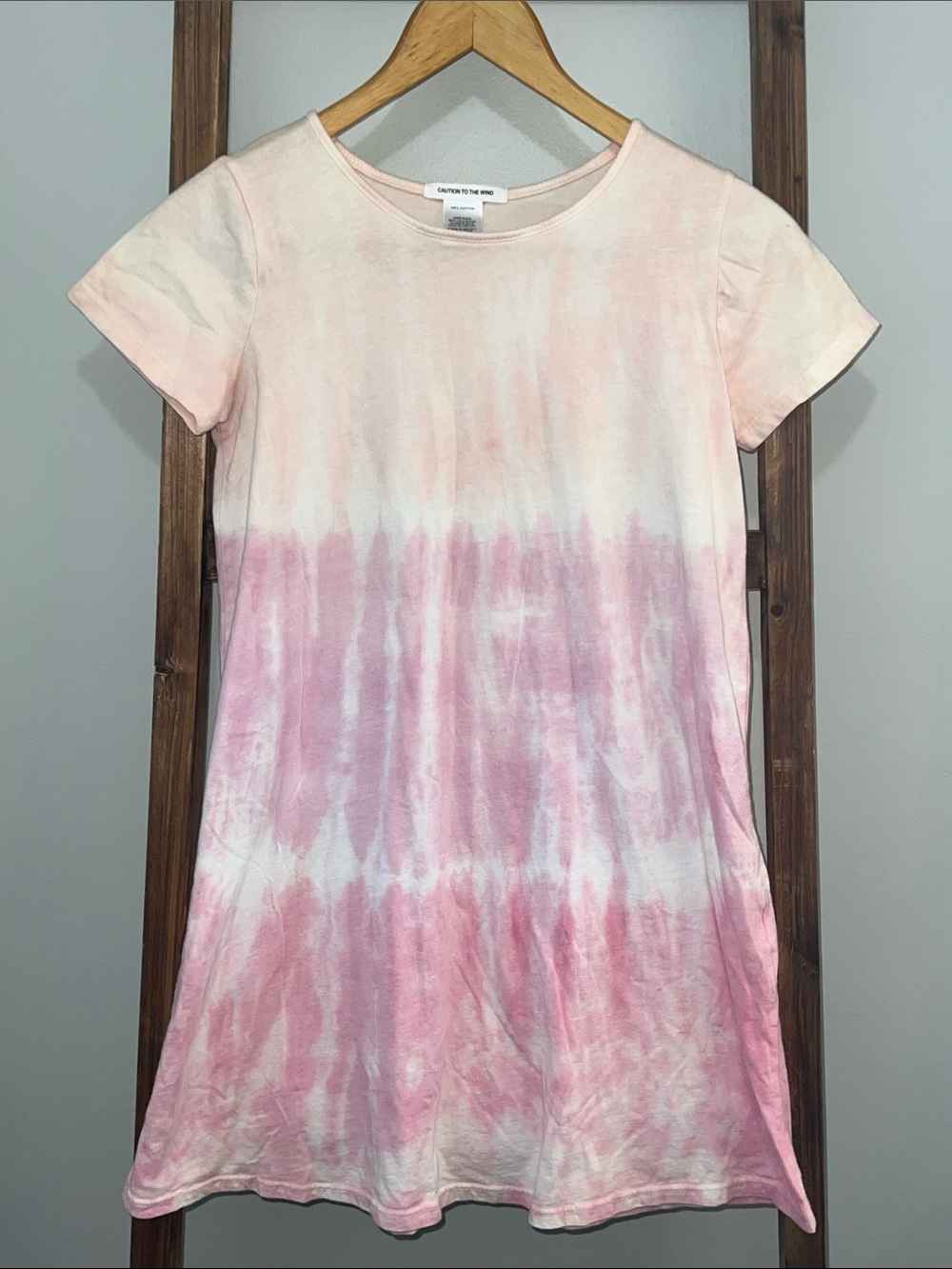Caution To The Wind Pink Ombre Tie-Dye Tee Dress